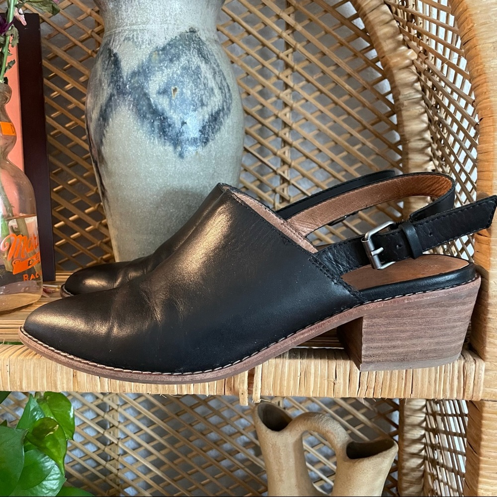 Madewell Jess sling back mule 9.5 black leather
